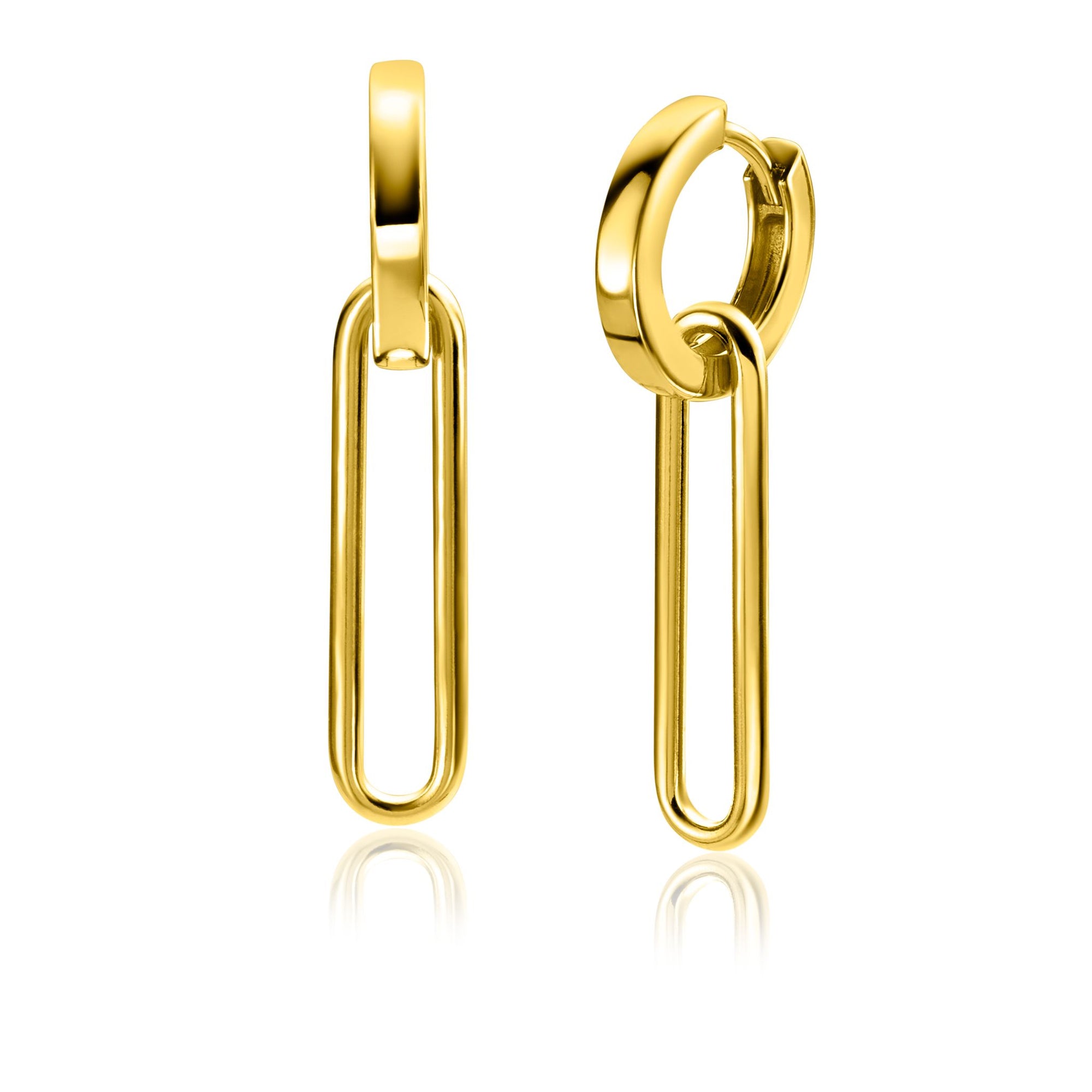 Zinzi Gold Plated Zilveren Oorbedels Paperclip Glad 28mm - ZICH2416G (zonder oorringen), exclusief en kwalitatief hoogwaardig. Ontdek nu!