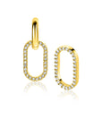 Zinzi Gold Plated Zilveren Oorbedels Ovaal met Zirkonia's 15mm - ZICH2444 (zonder oorringen), exclusief en kwalitatief hoogwaardig. Ontdek nu!