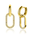 Zinzi Gold Plated Zilveren Oorbedels Ovaal met Zirkonia's 15mm - ZICH2444 (zonder oorringen), exclusief en kwalitatief hoogwaardig. Ontdek nu!