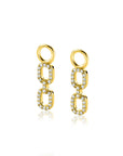 Zinzi gold plated Zilveren Oorbedels met Trendy Ovale Schakels Bezet met Zirkonia's 19mm - ZICH2552Y (zonder oorringen)