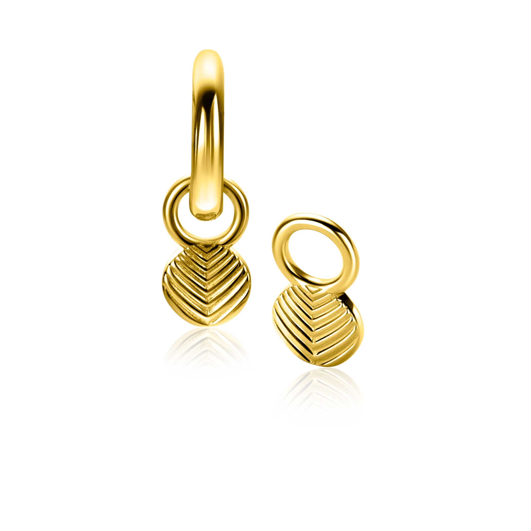 ZINZI gold plated zilveren oorbedels met veertjesmotief ZICH2644G - 11mm (zonder Oorbedels)