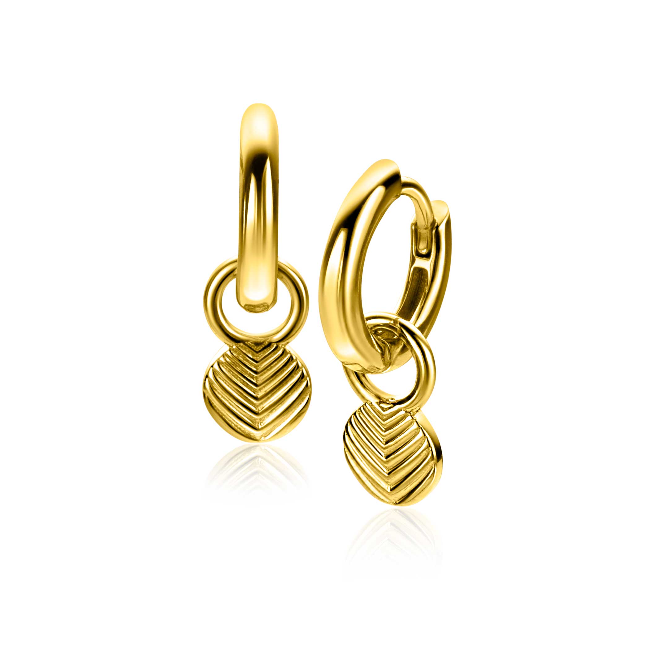 ZINZI gold plated zilveren oorbedels met veertjesmotief ZICH2644G - 11mm (zonder Oorbedels)