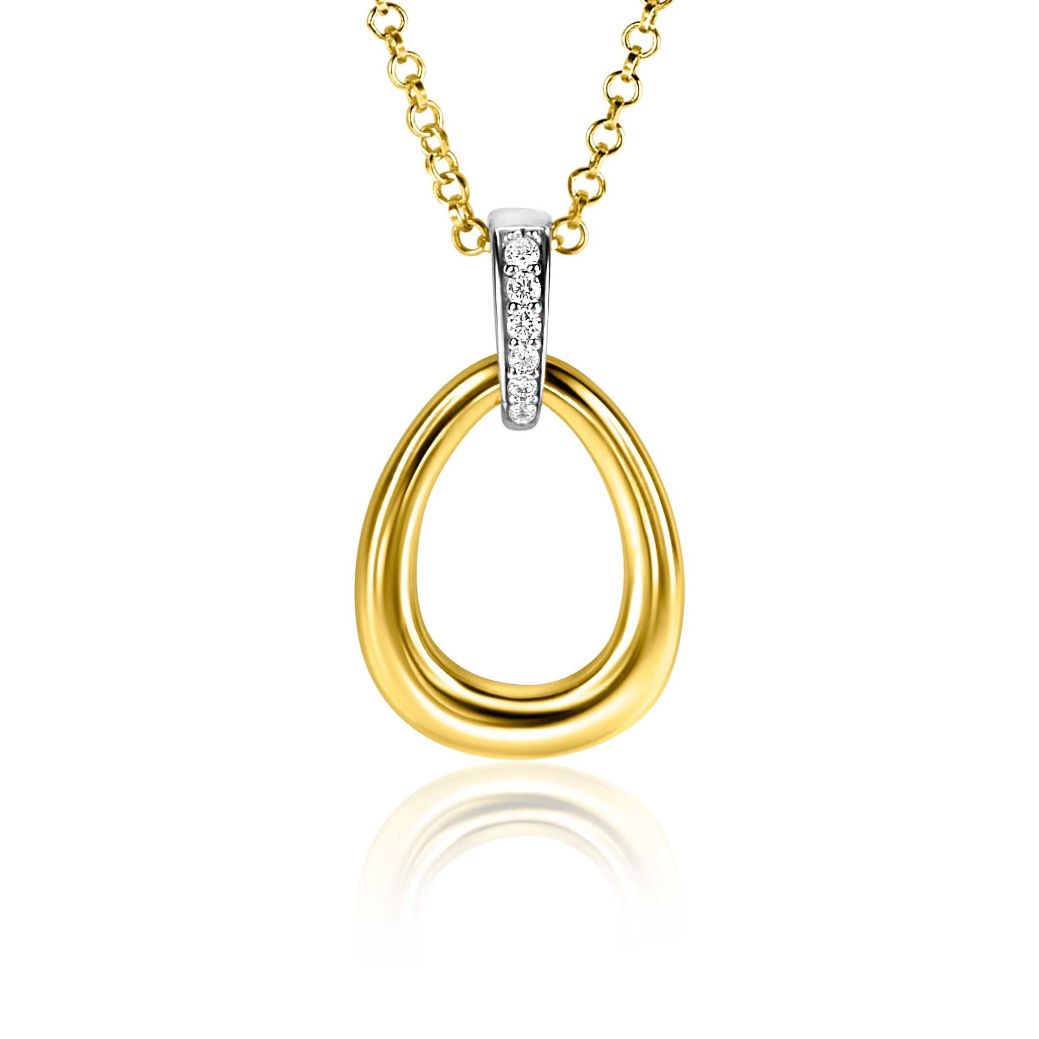ZINZI Verguld Zilveren Hanger met Witte Zirkonia - ZIH1709Y