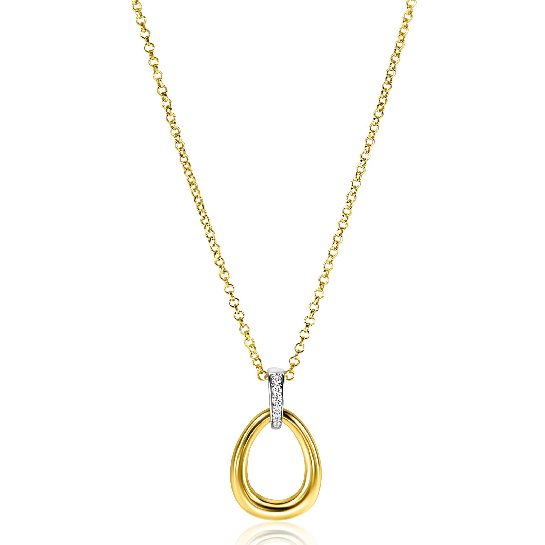 ZINZI Verguld Zilveren Hanger met Witte Zirkonia - ZIH1709Y