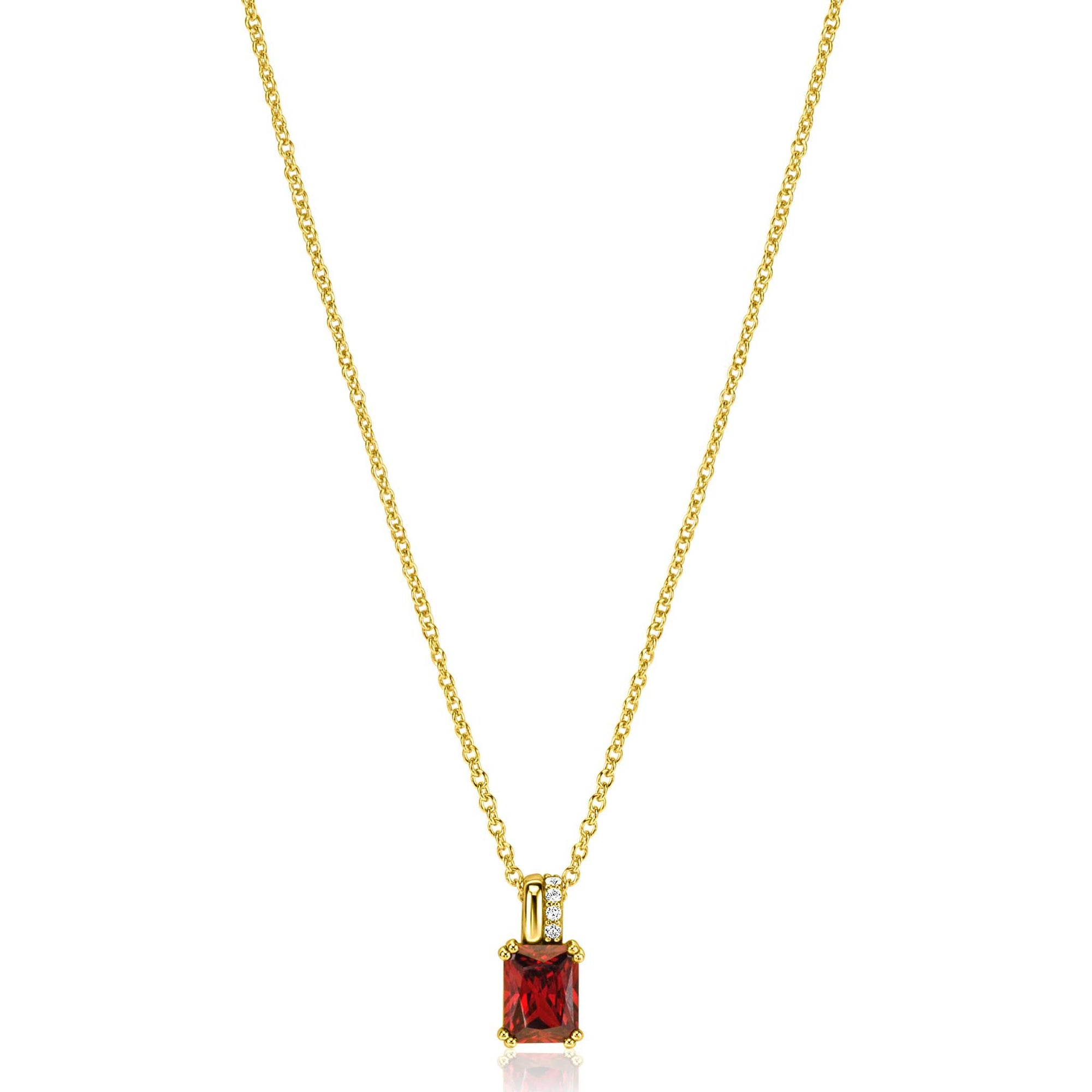 Zinzi Gold Plated Zilveren Hanger 14mm met Rechthoekige Rode Zirkonia en Luxe Hangoog - ZIH2392R, exclusief en kwalitatief hoogwaardig. Ontdek nu!