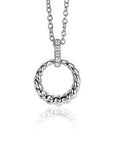 Zinzi zilveren ronde hanger 15mm gedraaid motief, hangoog bezet met witte zirkonia's ZIH2403 (zonder collier) - PansiteNederland.nl