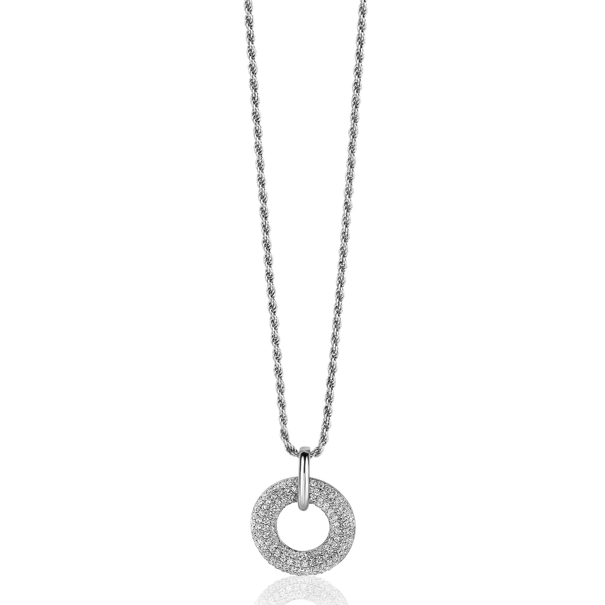 ZINZI Zilveren Hanger met Witte Zirkonia - ZIH2446
