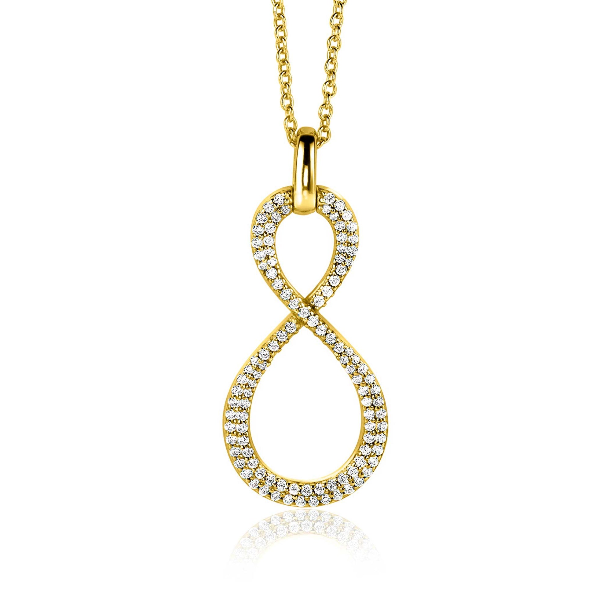 Zinzi Gold Plated Zilveren Hanger Infinity 35mm met Witte Zirkonia's - ZIH2570Y, exclusief en kwalitatief hoogwaardig. Ontdek nu!