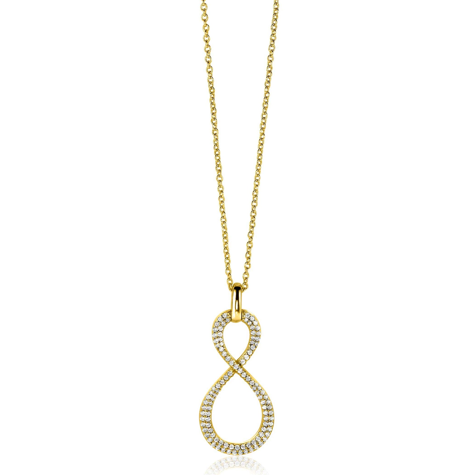 Zinzi Gold Plated Zilveren Hanger Infinity 35mm met Witte Zirkonia's - ZIH2570Y, exclusief en kwalitatief hoogwaardig. Ontdek nu!