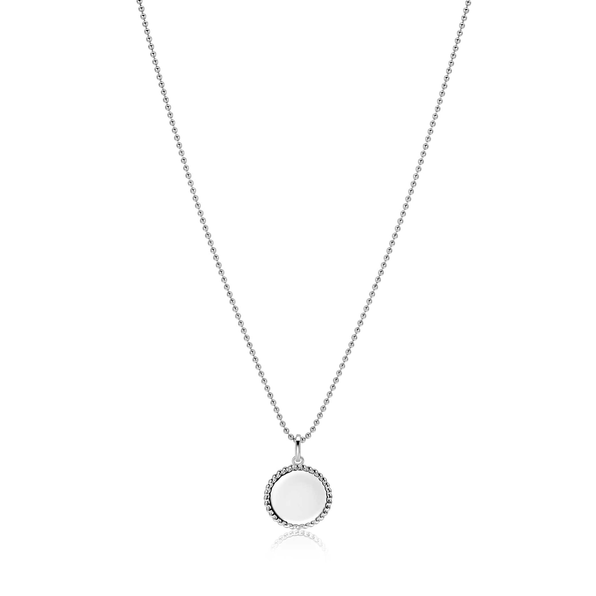 ZINZI zilveren coin hanger met parelrand voor gravure ZIH2651 (zonder collier)