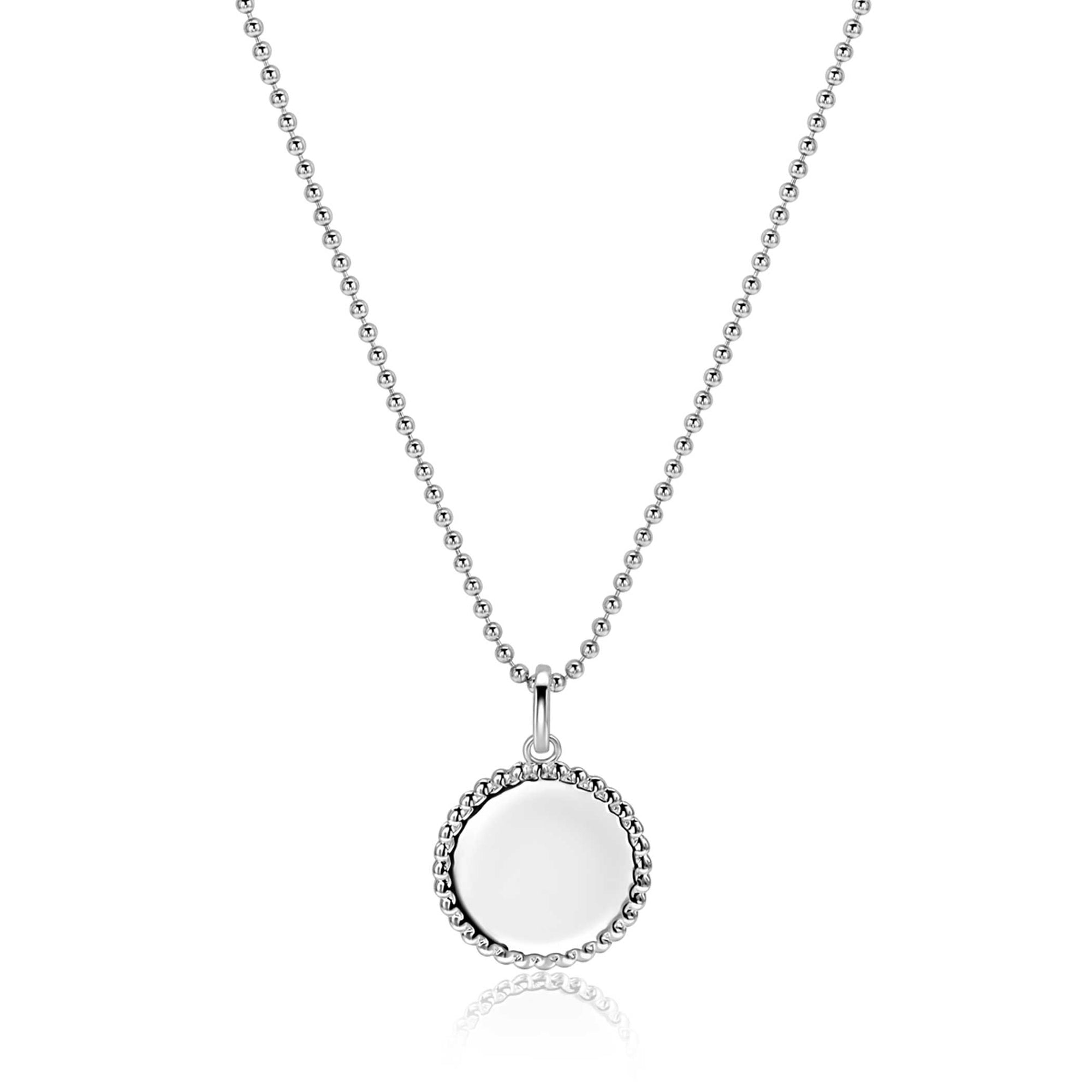 ZINZI zilveren coin hanger met parelrand voor gravure ZIH2651 (zonder collier)