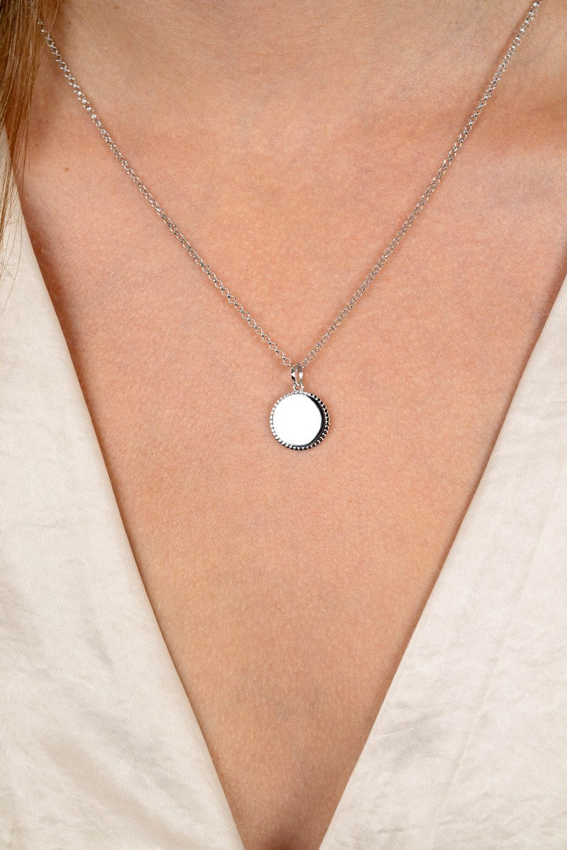 ZINZI zilveren coin hanger met parelrand voor gravure ZIH2651 (zonder collier)
