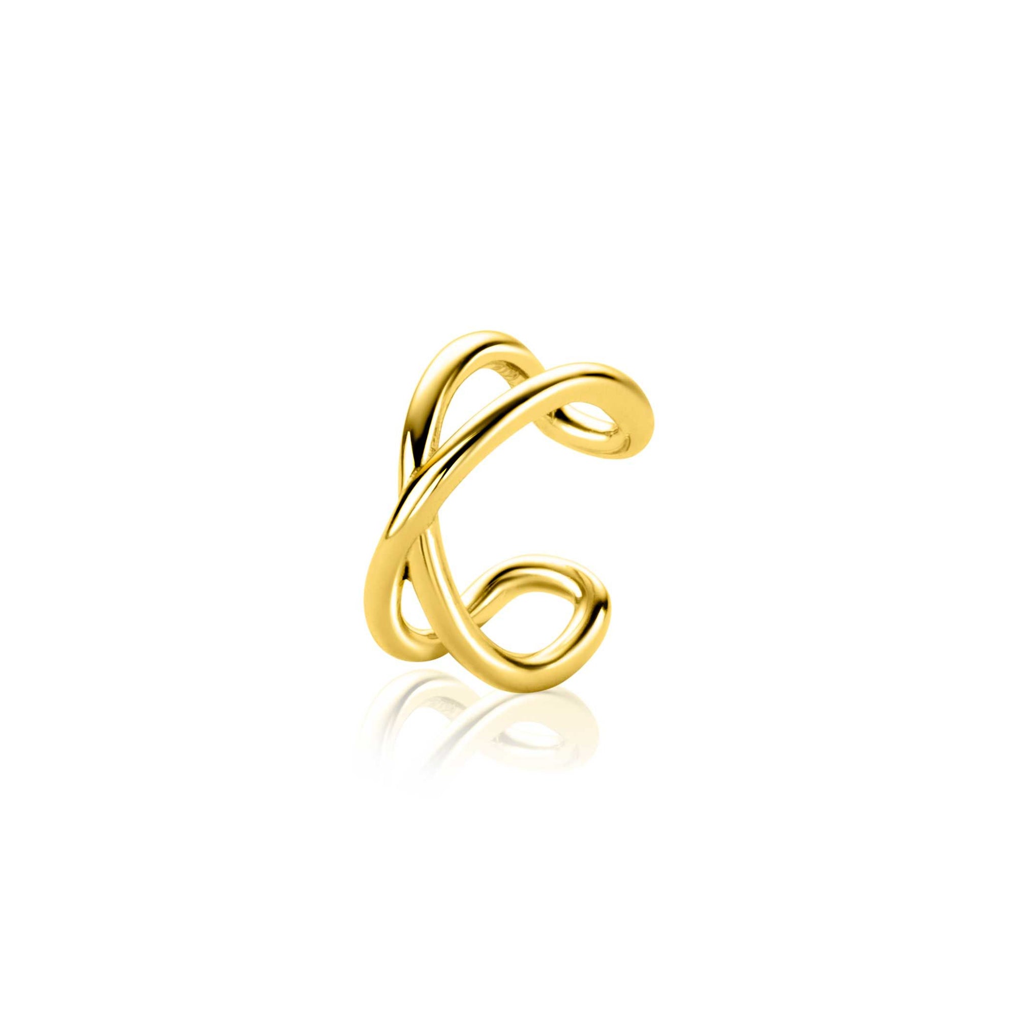 Zinzi Gold Plated Zilveren Ear Cuff Cross-over 12,5 mm - ZIO-CUFF5G, exclusief en kwalitatief hoogwaardig. Ontdek nu!
