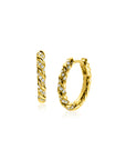 ZINZI gold plated zilveren oorringen gedraaid 15 x 2mm witte zirkonia's ZIO2320Y