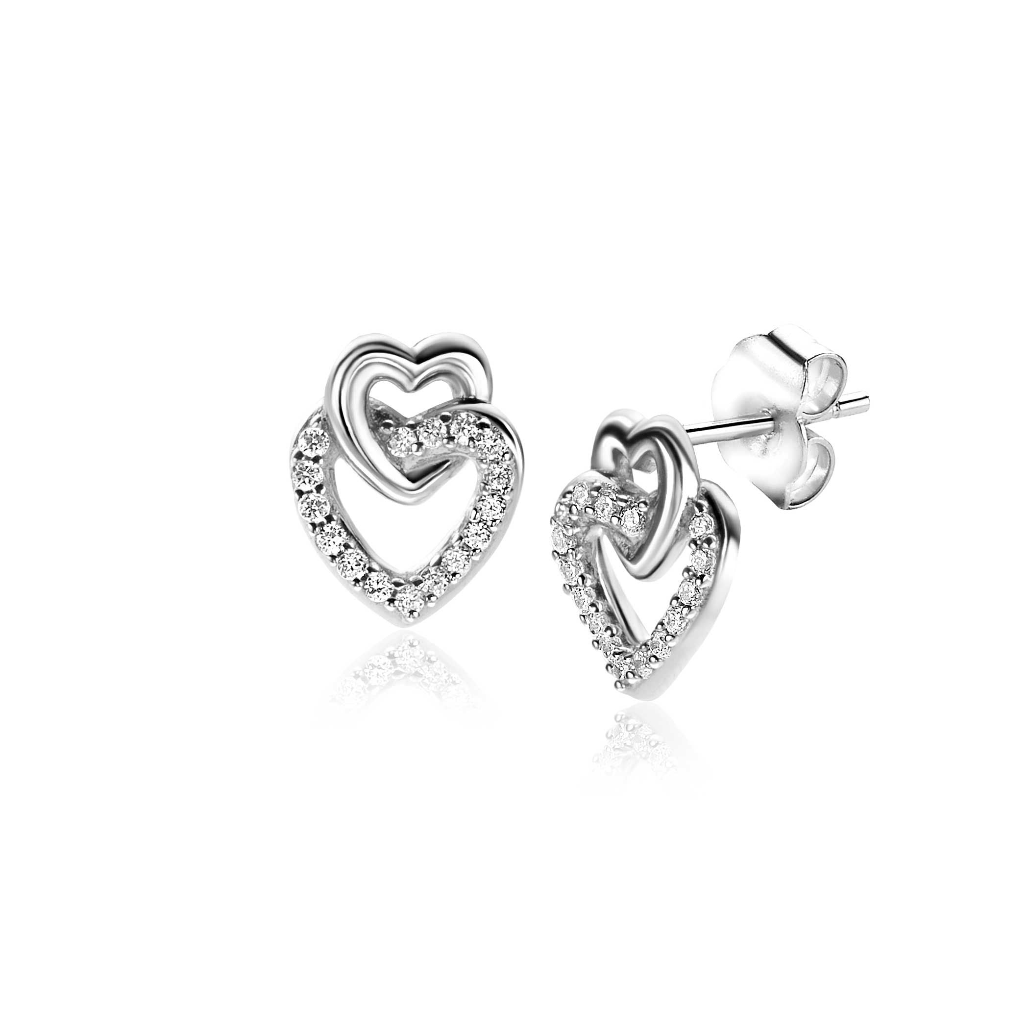 ZINZI Zilveren Oorknoppen met Witte Zirkonia - ZIO2493