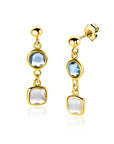 ZINZI gold plated zilveren oorstekers rond vierkant jeansblauw en witgrijs ZIO2526G - 28mm - PansiteNederland.nl