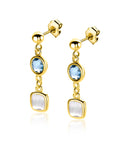 ZINZI gold plated zilveren oorstekers rond vierkant jeansblauw en witgrijs ZIO2526G - 28mm - PansiteNederland.nl