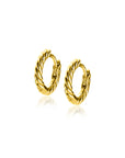 ZINZI gold plated zilveren oorringen met gedraaide buis van 2mm breed, met luxe klapsluiting ZIO2545G - 12mm