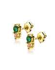 Zinzi Gold Plated Zilveren Oorknopjes 6,5mm met Groene en Champagne-kleurige Zirkonia's - ZIO2562, exclusief en kwalitatief hoogwaardig. Ontdek nu!