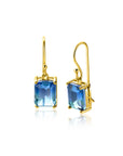 ZINZI gold plated zilveren oorhangers met indigo blauwe kleursteen in vierpootszetting ZIO2578 - 25mm - PansiteNederland.nl