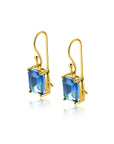 ZINZI gold plated zilveren oorhangers met indigo blauwe kleursteen in vierpootszetting ZIO2578 - 25mm - PansiteNederland.nl
