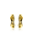 ZINZI Organisch Gevormde Oorringen Gold Plated Zilver 15mm met Witte Zirkonia's - ZIO2629Y