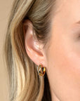 ZINZI Organisch Gevormde Oorringen Gold Plated Zilver 15mm met Witte Zirkonia's - ZIO2629Y