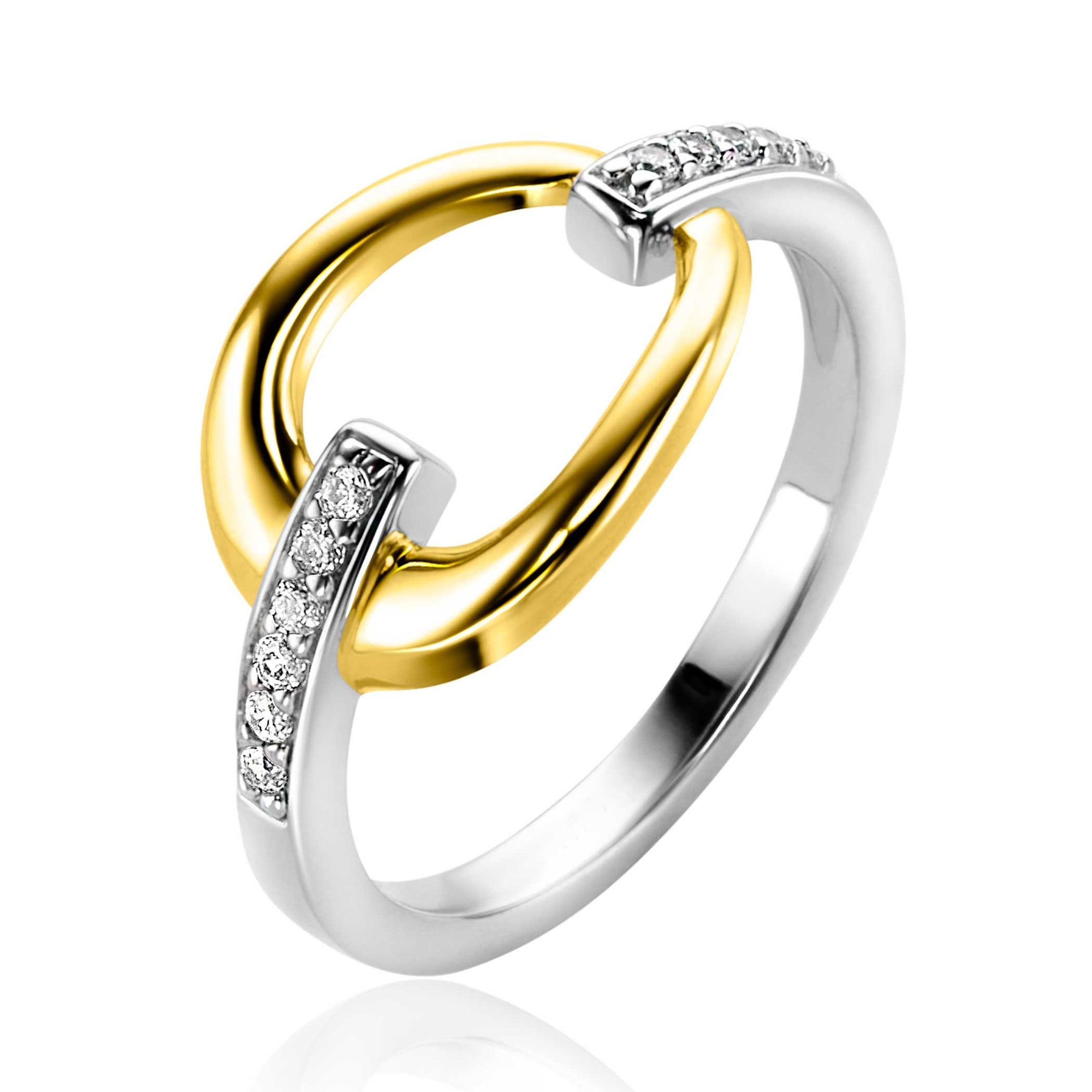 Zinzi Gold Plated Zilveren Ring Fantasie met Zirkonia's - ZIR1709Y, exclusief en kwalitatief hoogwaardig. Ontdek nu!