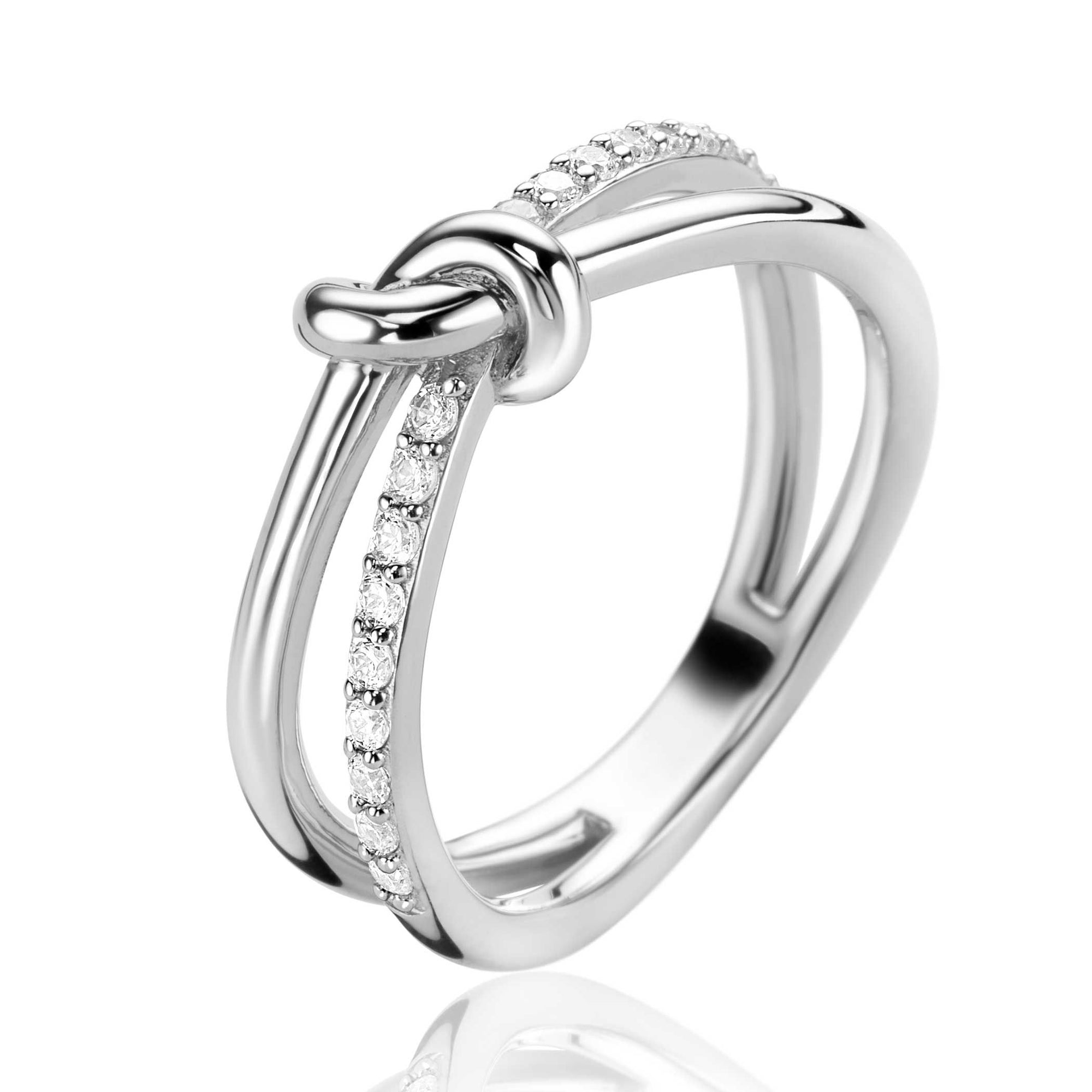 Zinzi Zilveren Ring met Knoop en Zirkonia&#39;s - ZIR2505, exclusief en kwalitatief hoogwaardig. Ontdek nu!