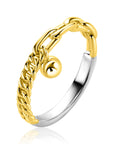 Zinzi Gold Plated Zilveren Ring met Gourmet en Paperclip Schakel en Bolletjes Hanger - ZIR2521G, exclusief en kwalitatief hoogwaardig. Ontdek nu!