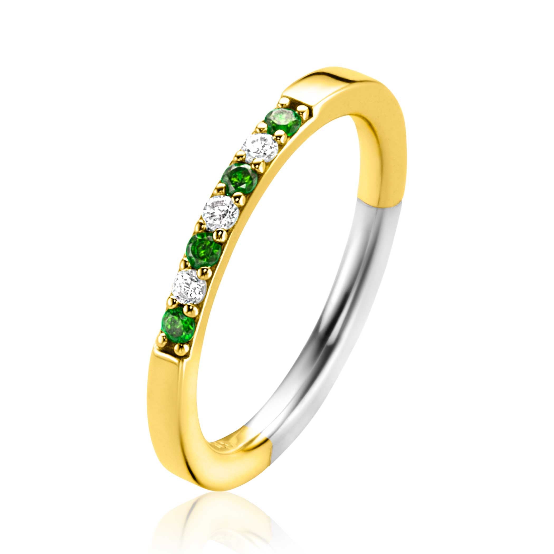 ZINZI Verguld Zilveren Ring met Witte Zirkonia - ZIR2557