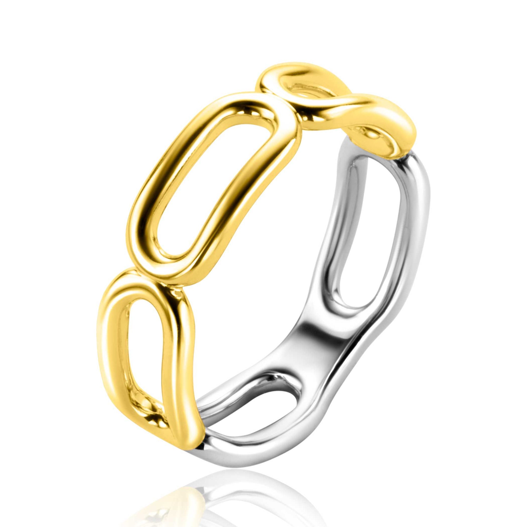 Zinzi Gold Plated Zilveren Ring met Ovale Schakels - ZIR2567G, exclusief en kwalitatief hoogwaardig. Ontdek nu!