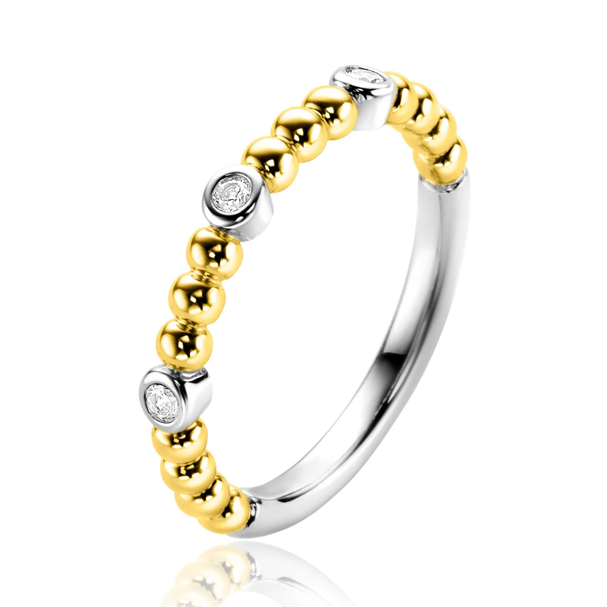 ZINZI Verguld Zilveren Ring met Witte Zirkonia - ZIR2569