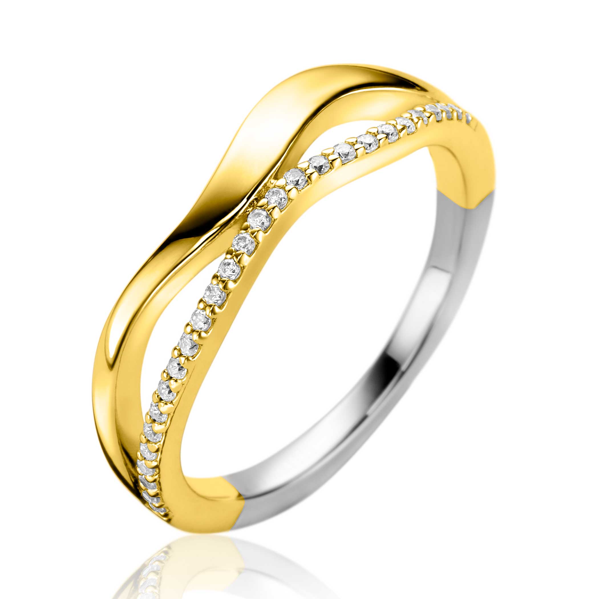 ZINZI Verguld Zilveren Ring met Witte Zirkonia - ZIR2629Y