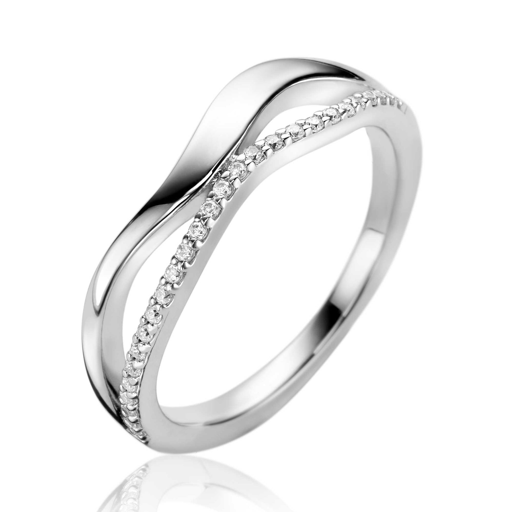 ZINZI zilveren multilook ring (6mm breed) met witte zirkonia&#39;s ZIR2629