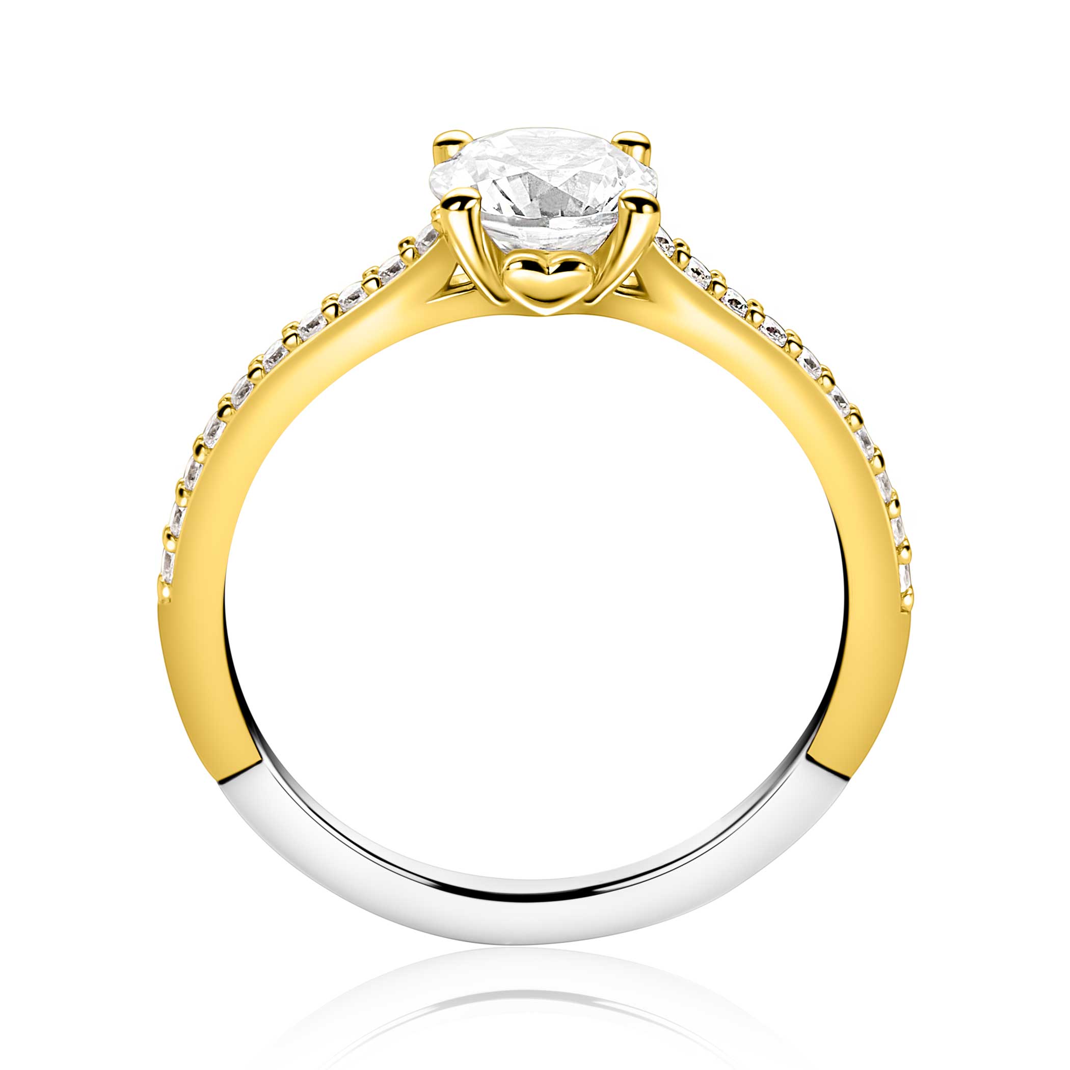 ZINZI Verguld Zilveren Ring met Witte Zirkonia - ZIR2696Y