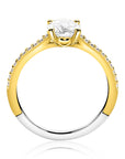 ZINZI gold plated met witte zirkonia (6,5mm) in vierpootszetting en klein hartje aan de zijkant ZIR2696Y - PansiteNederland.nl