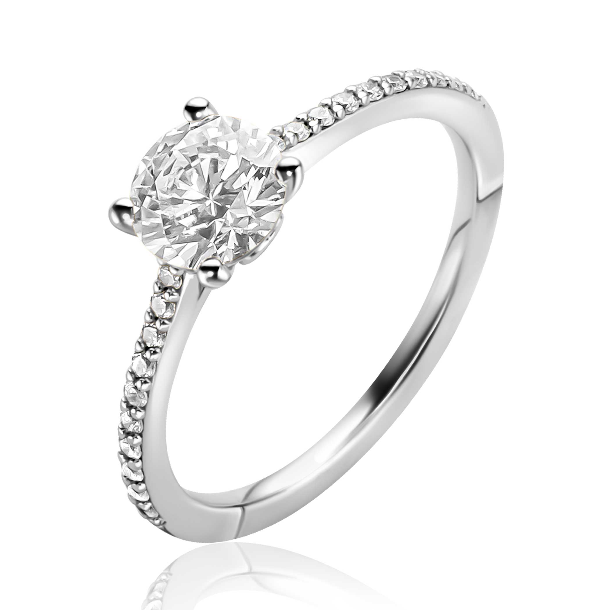 ZINZI Zilveren Ring met Witte Zirkonia - ZIR2696