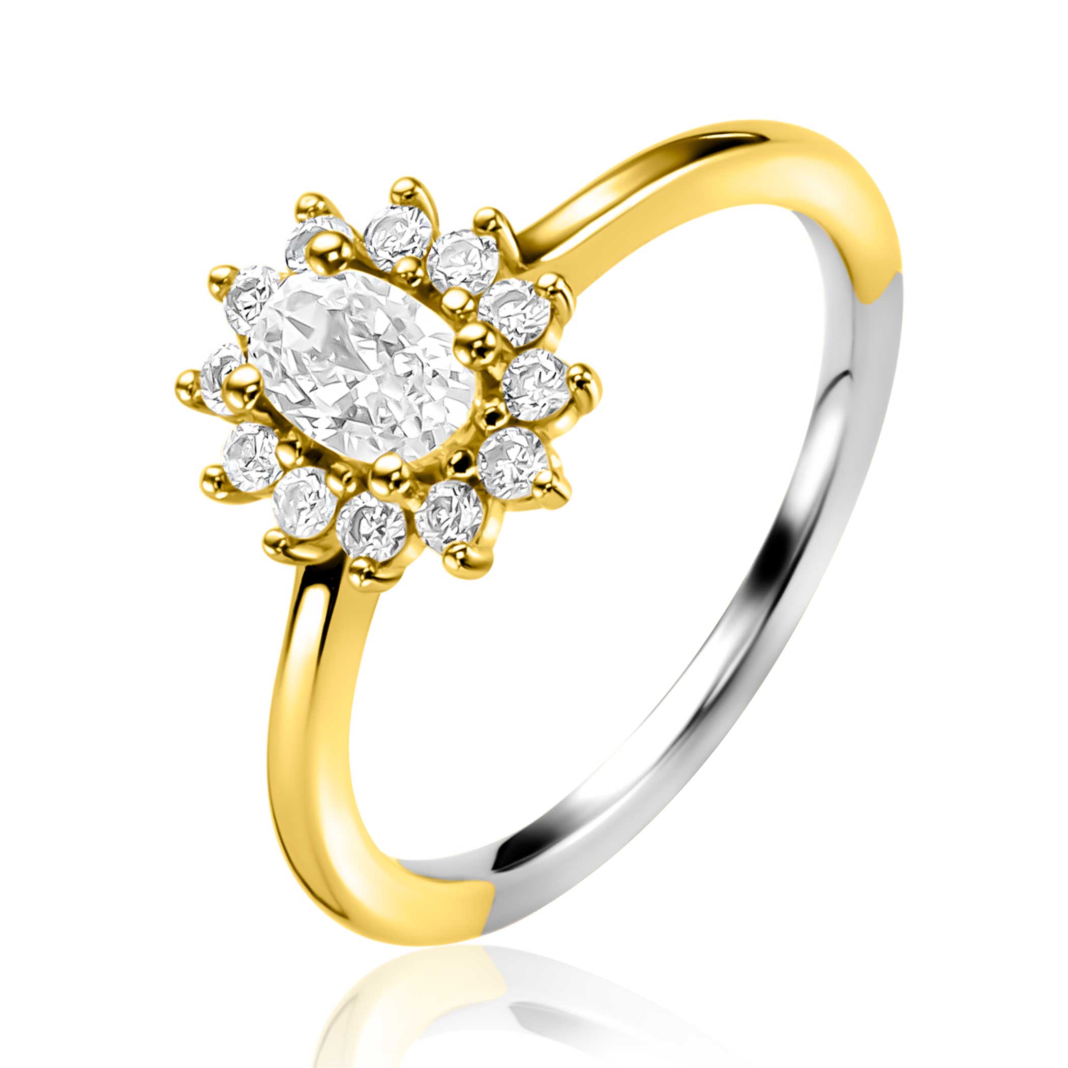 ZINZI Verguld Zilveren Ring met Witte Zirkonia - ZIR2699Y