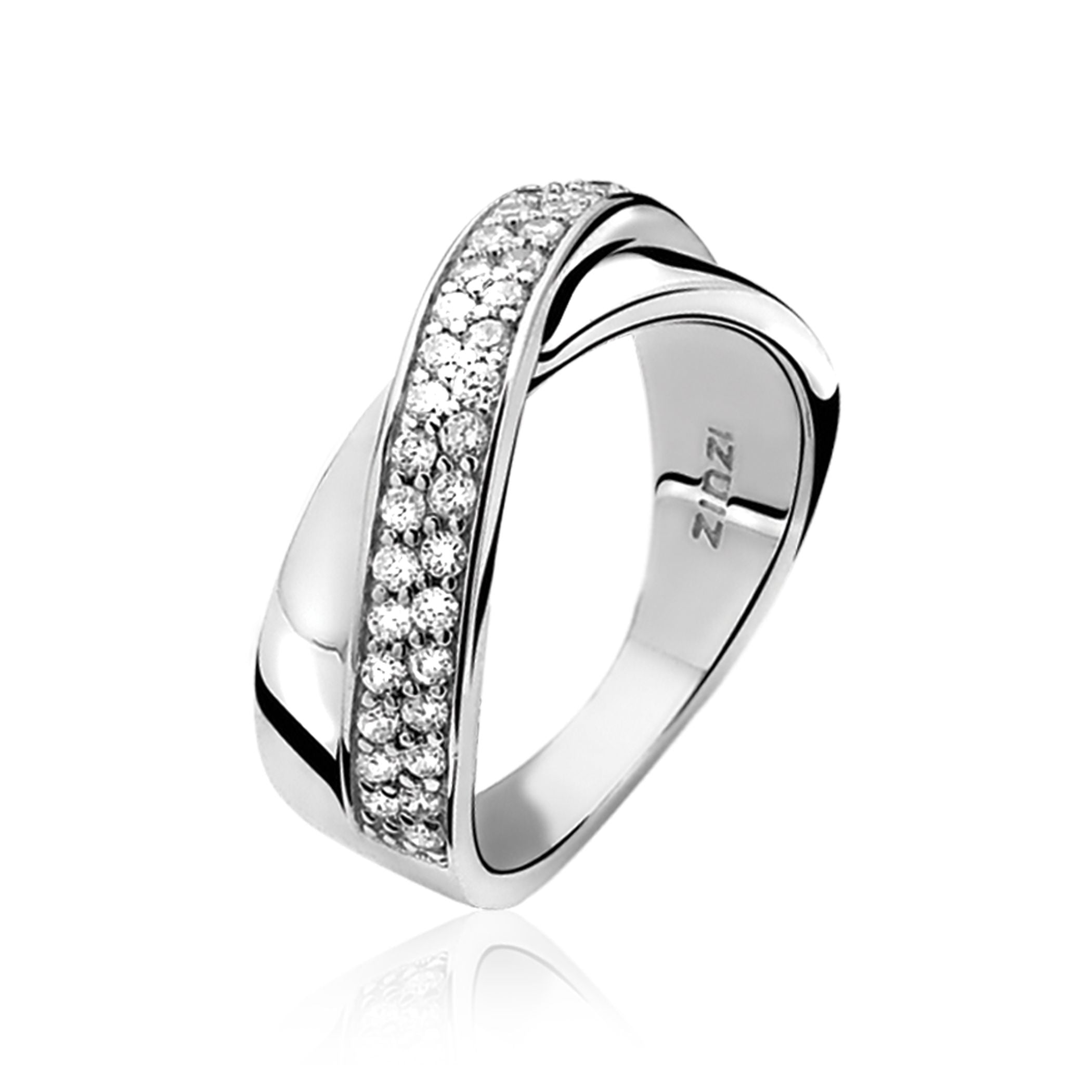 ZINZI Zilveren Ring wit - ZIR804