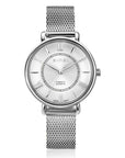 ZINZI Twenty horloge met zilverkleurige wijzerplaat, stalen kast 34mm en stalen meshband ZIW2002