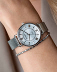 ZINZI Twenty horloge met zilverkleurige wijzerplaat, stalen kast 34mm en stalen meshband ZIW2002