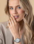 ZINZI Twenty horloge met zilverkleurige wijzerplaat, stalen kast 34mm en stalen meshband ZIW2002