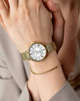 ZINZI Twenty horloge met zilverkleurige wijzerplaat, geelgoudkleurige kast 34mm en stalen meshband ZIW2033 - PansiteNederland.nl