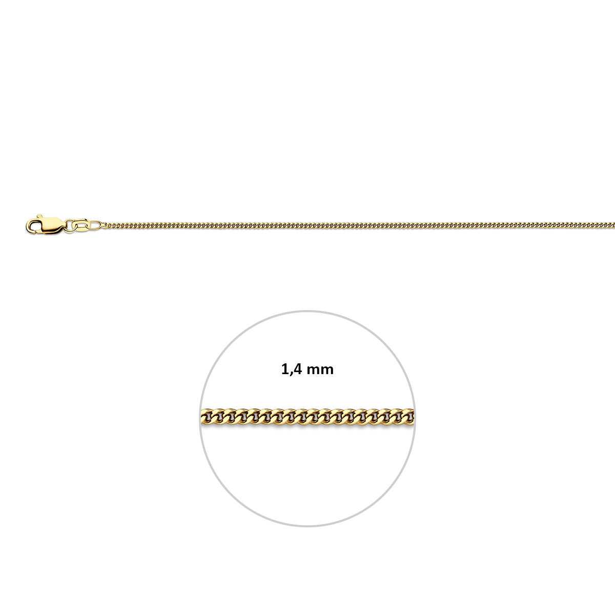 Fantasy Collection Gourmette 1,4 mm 3 micron zilver verguld (geel)