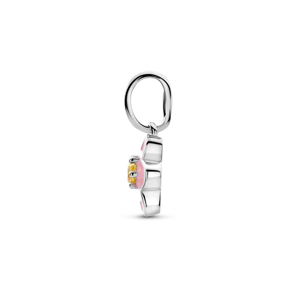 Zilveren gerhodineerde hanger emaille bloem zirkonia 12 mm - 1341269 - PansiteNederland.nl