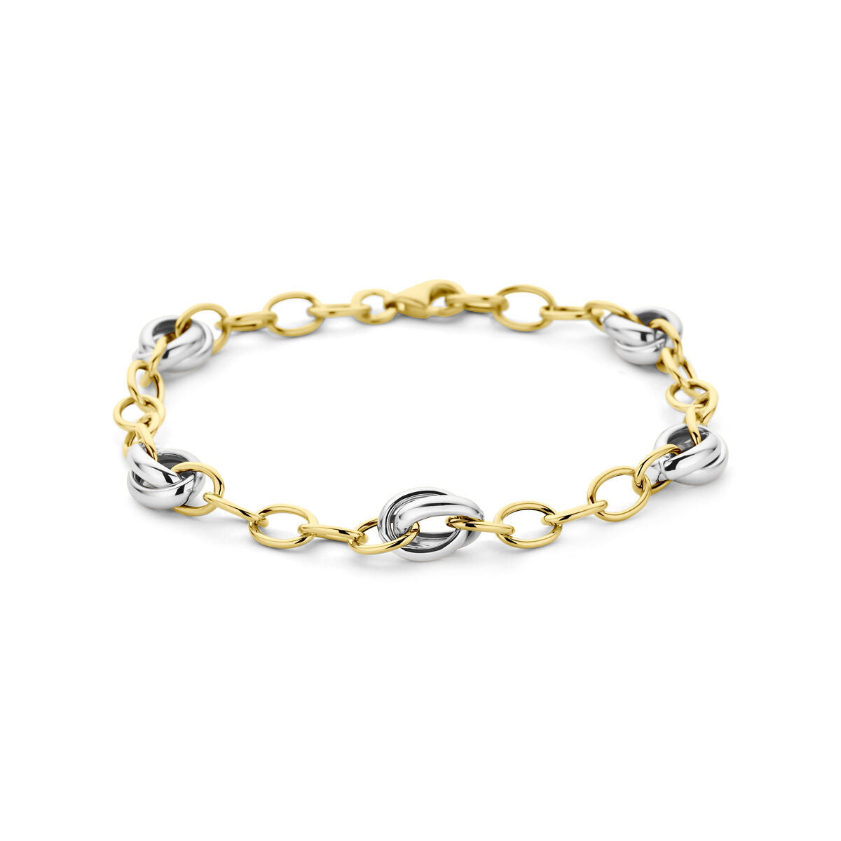 Armband 7,5 mm 19 cm 14K bicolor goud geel/wit