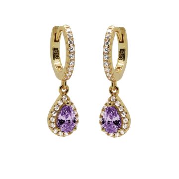 Karma Hinged Hoops Zirconia CHLOE LAVENDER Goldplated oorbellen