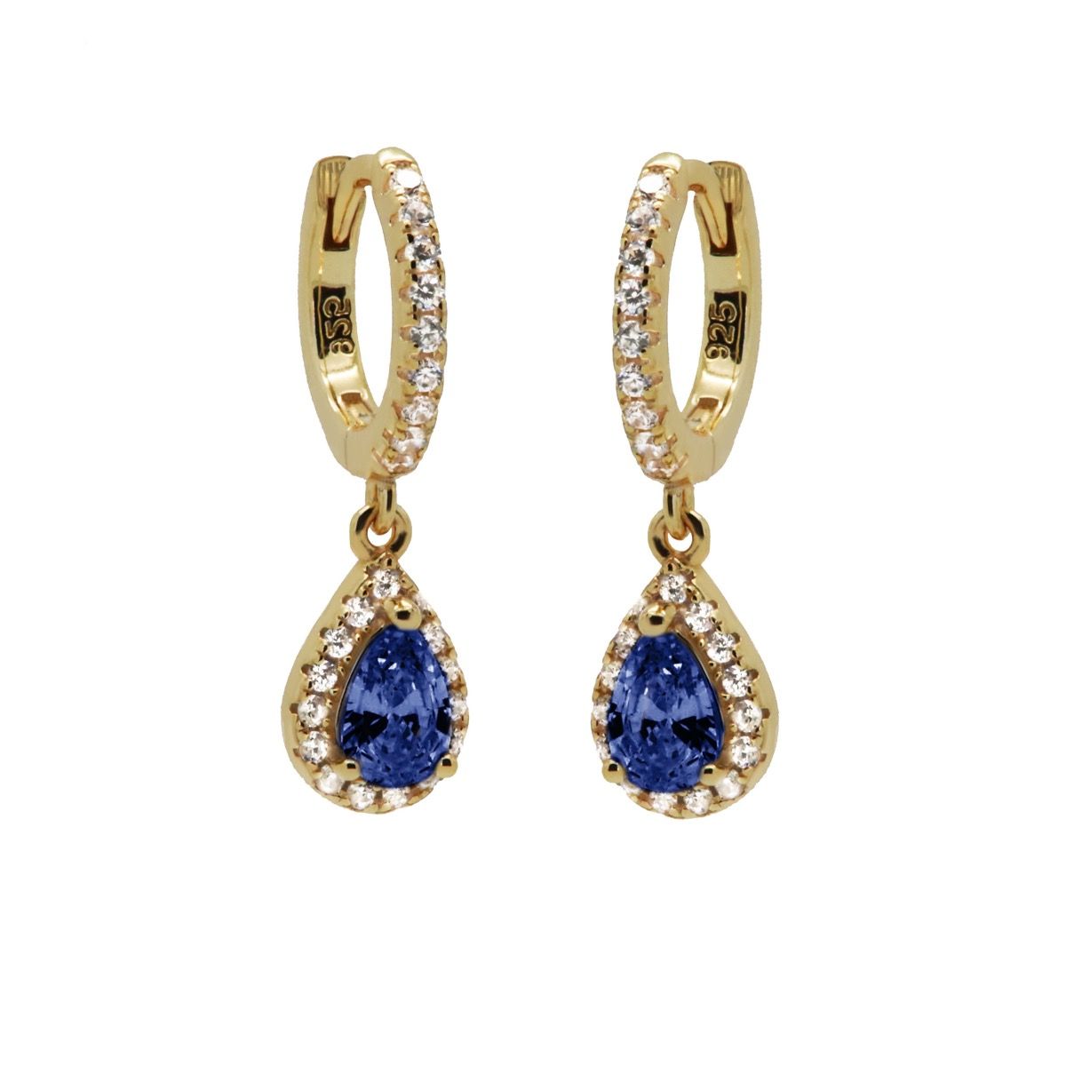 Karma Hinged Hoops Zirconia Sieraad Blauw oorbellen