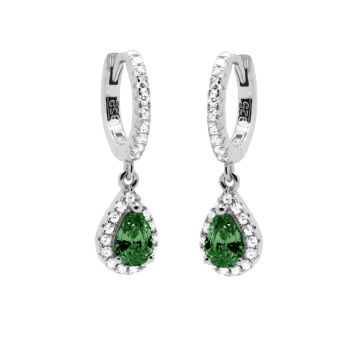Karma Hinged Hoops Zirconia Sieraad Zilver oorbellen